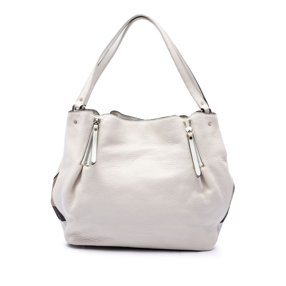 Pre-Loved Burberry Medium Leather and House Check Canvas Maidstone Satchel